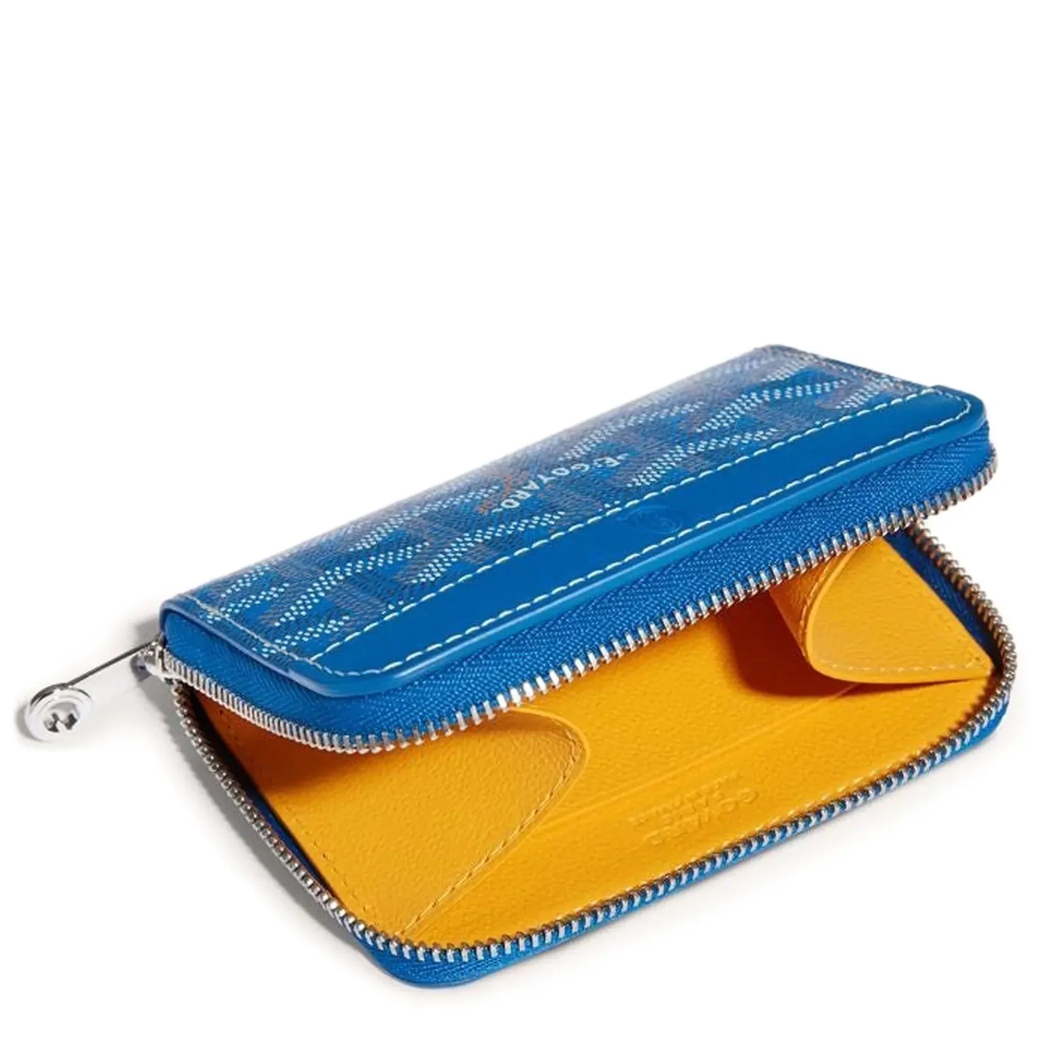 Open view of Goyard Matignon Sky Blue Mini Wallet MATIGNMINTY10CL10P